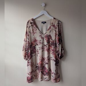 Lulu's Cream and White Floral Mini Dress Relaxed Fit